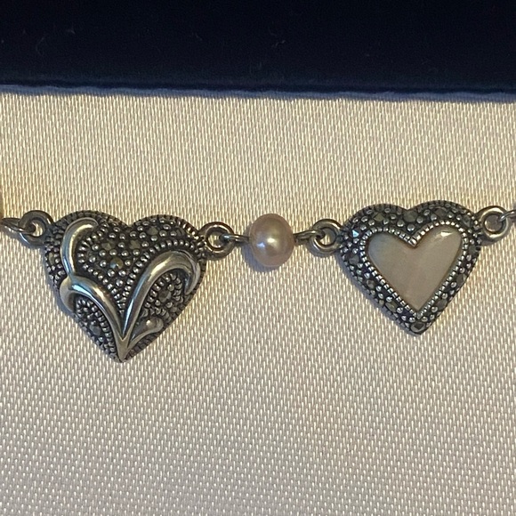 Fortunoff pink pearl, rose quartz and marcasite necklace - Picture 5 of 6